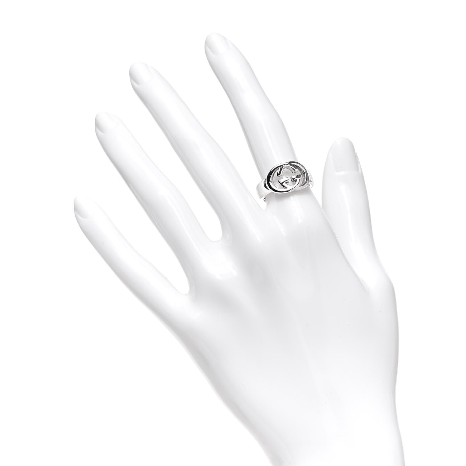 Gucci Sterling Silver Interlocking G Ring 51 5.75 2 of 6