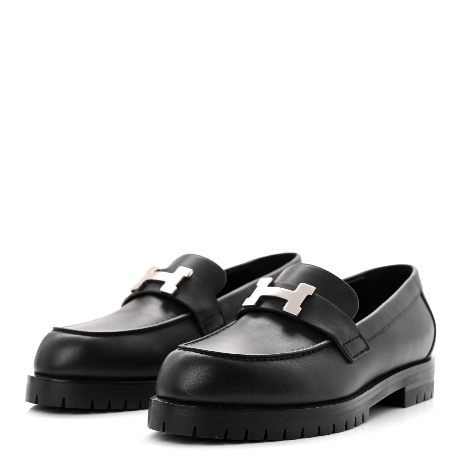 Hermes Calfskin Womens Faubourg Loafers 36 Black 4 of 9