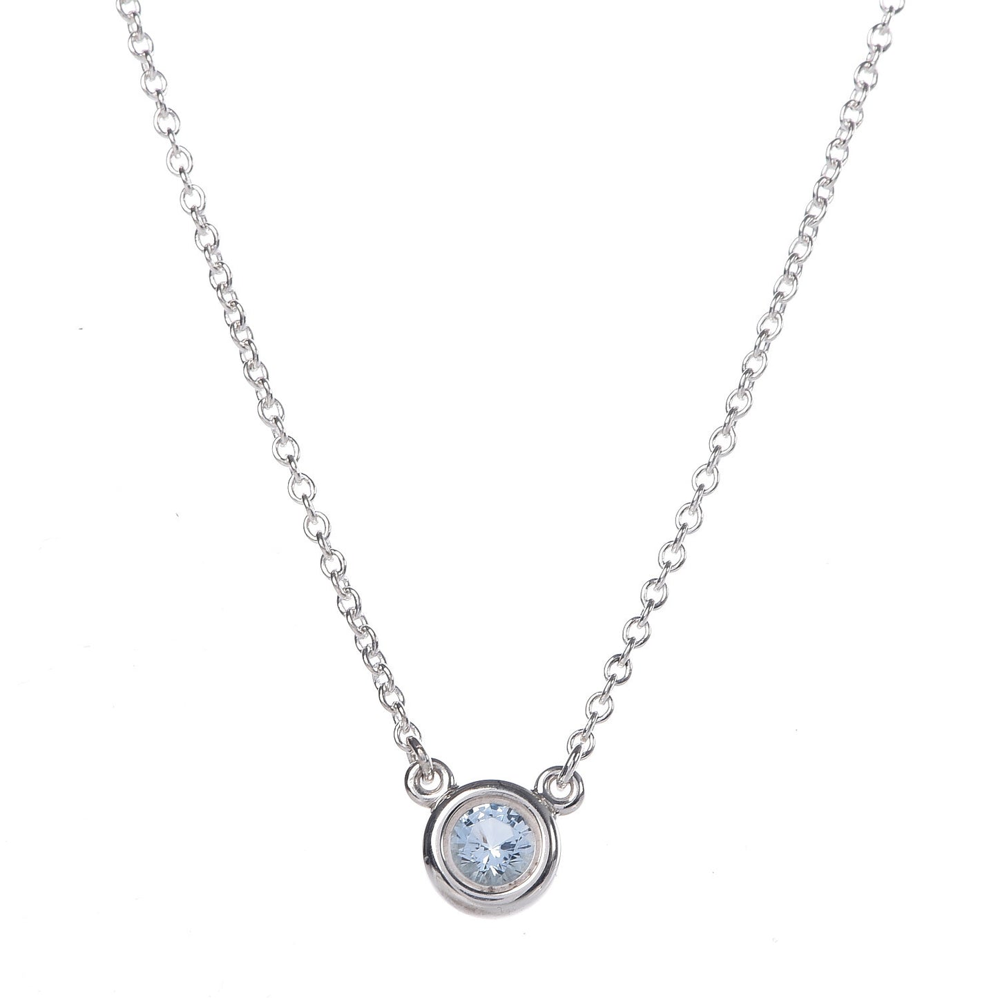 Sterling Silver Aquamarine Elsa Peretti Color By The Yard Pendant Necklace