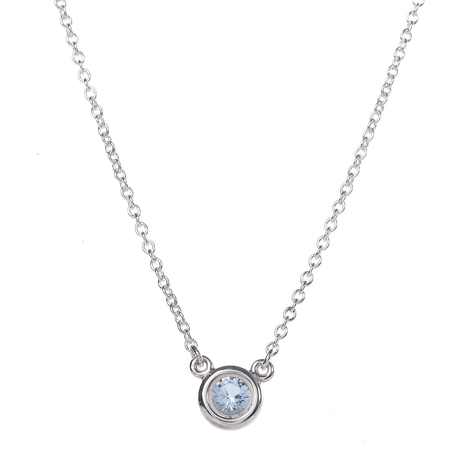Tiffany Sterling Silver Aquamarine Elsa Peretti Color By The Yard Pendant Necklace 4 of 6