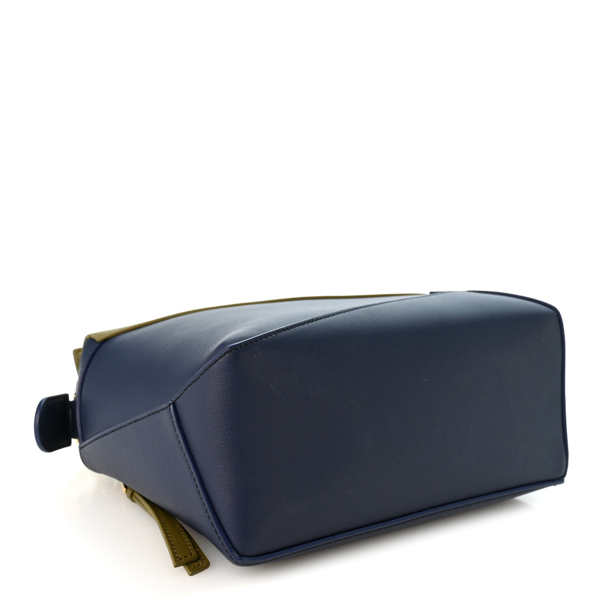 Calfskin Small Puzzle Edge Bag Olive Abyss Blue
