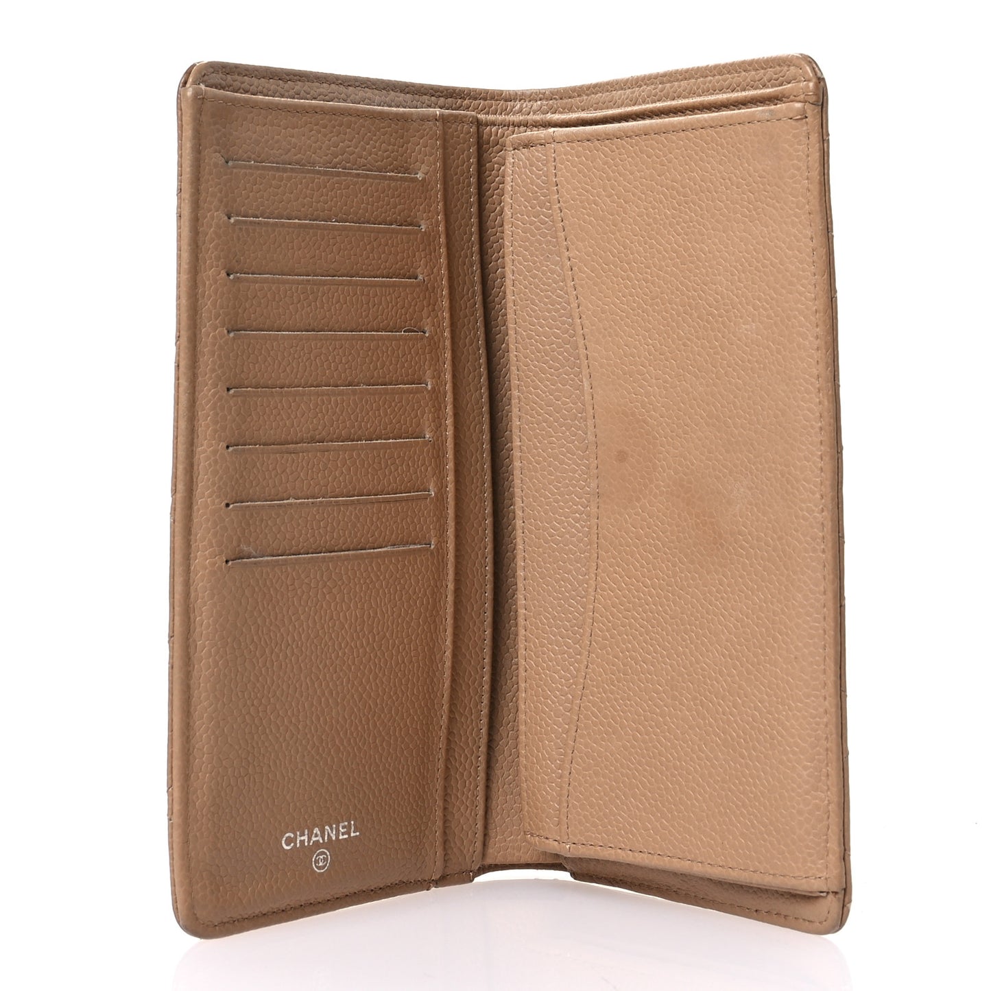 Caviar Quilted Yen Wallet Dark Beige