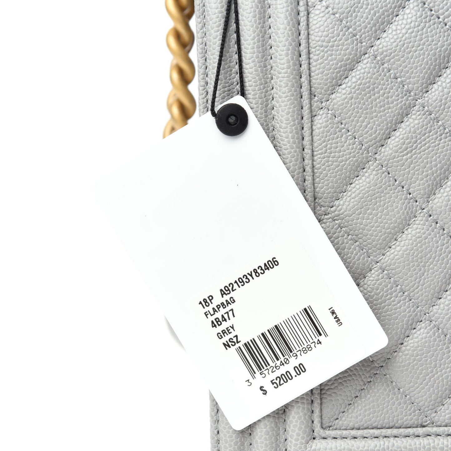 Caviar Quilted New Medium Boy Flap Grey