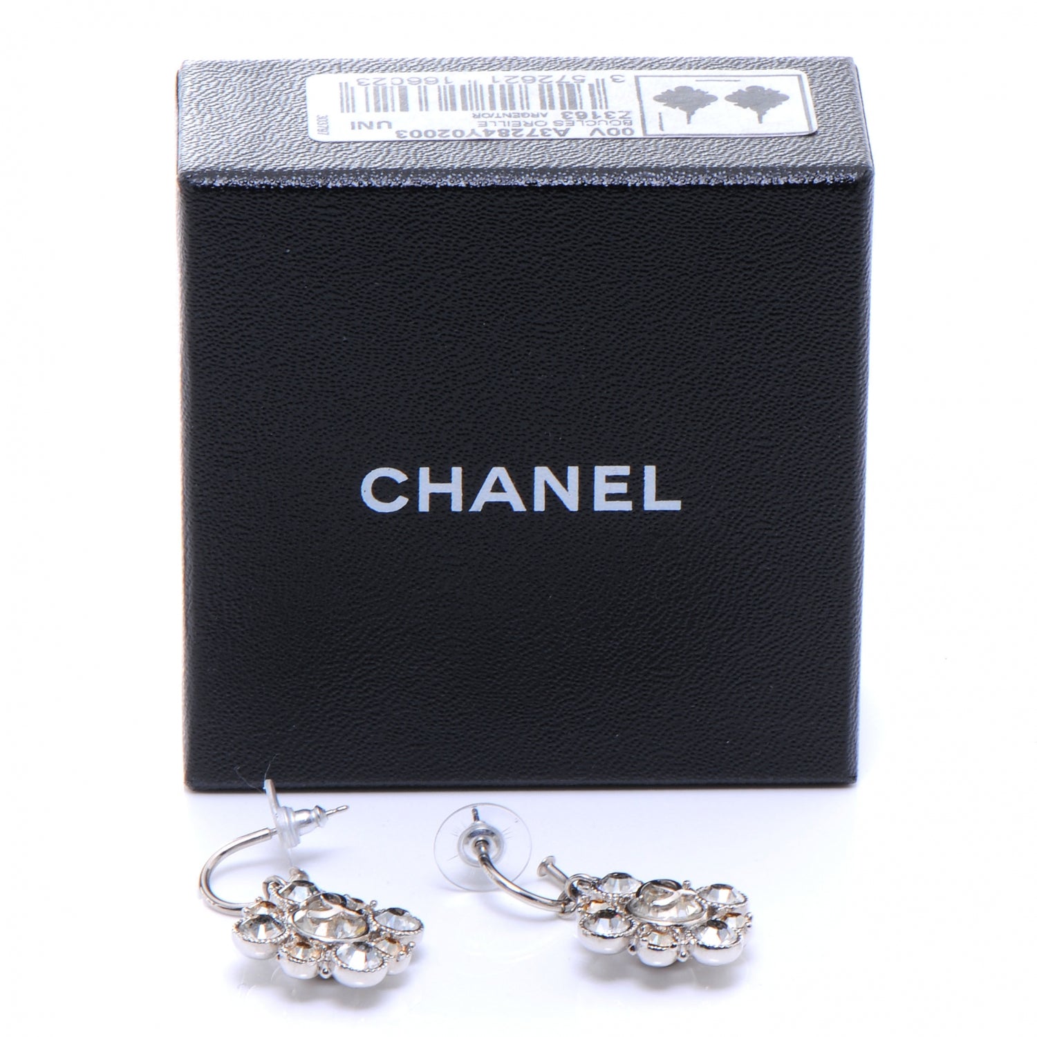 Chanel Crystal CC Earrings Silver 5 of 5