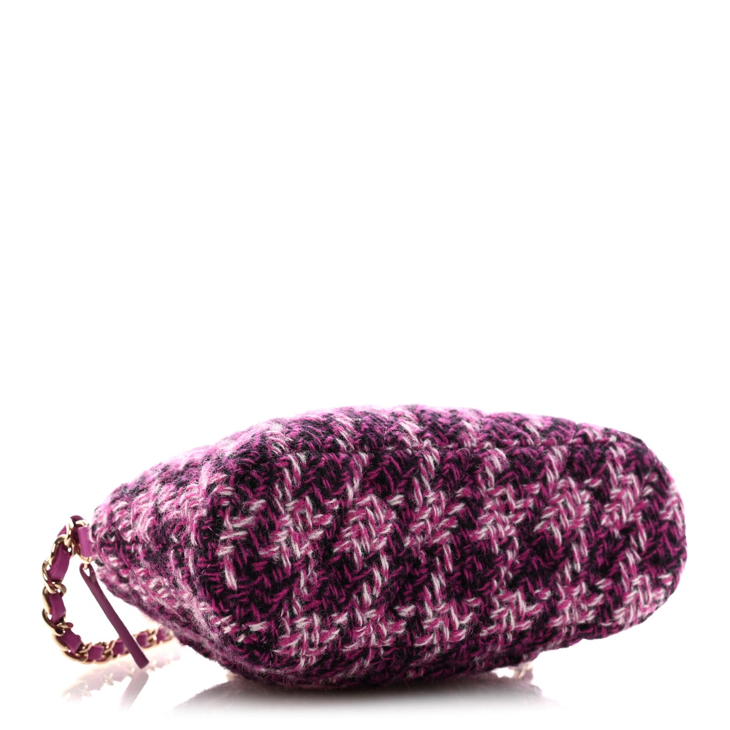 Tweed Quilted Mini Clutch With Chain Purple