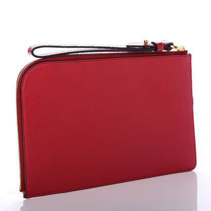 Chloe Crocodile Embossed Calfskin C Flat Pouch Dusty Red 3 of 8