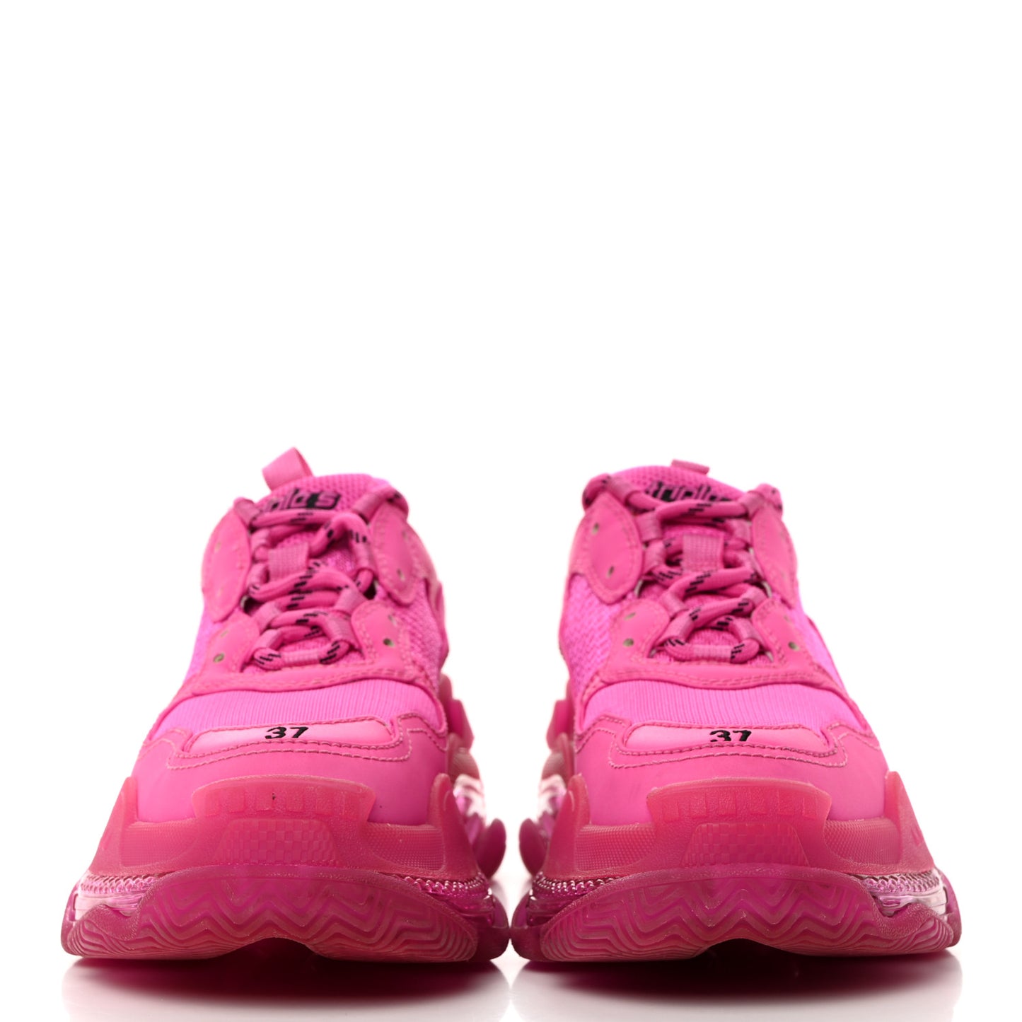 Fabric Mesh Clear Sole Fluo Womens Triple S Sneakers 37 Pink