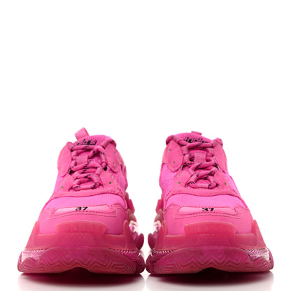Balenciaga Fabric Mesh Clear Sole Fluo Womens Triple S Sneakers 37 Pink 2 of 7