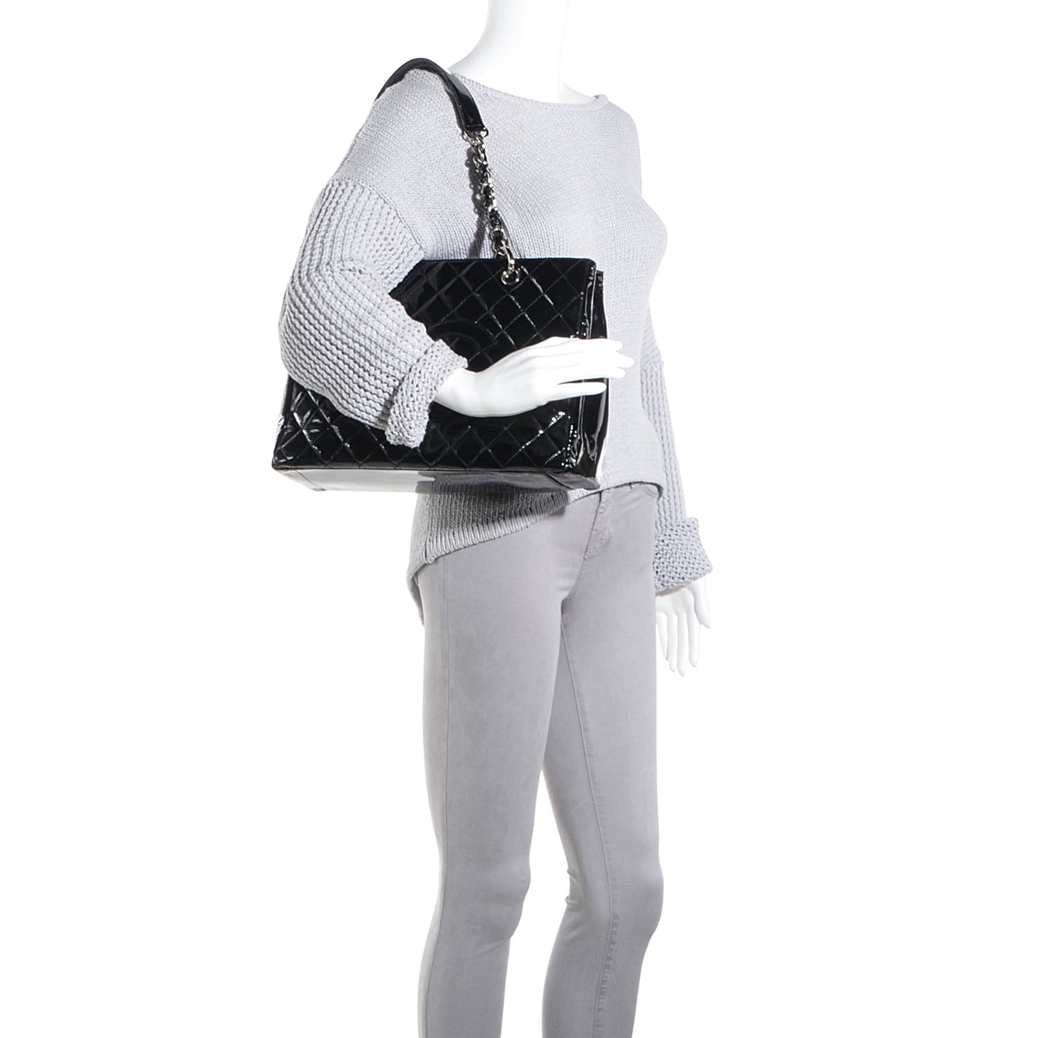 Chanel Patent Grand Shopping Tote GST Black 2 of 7