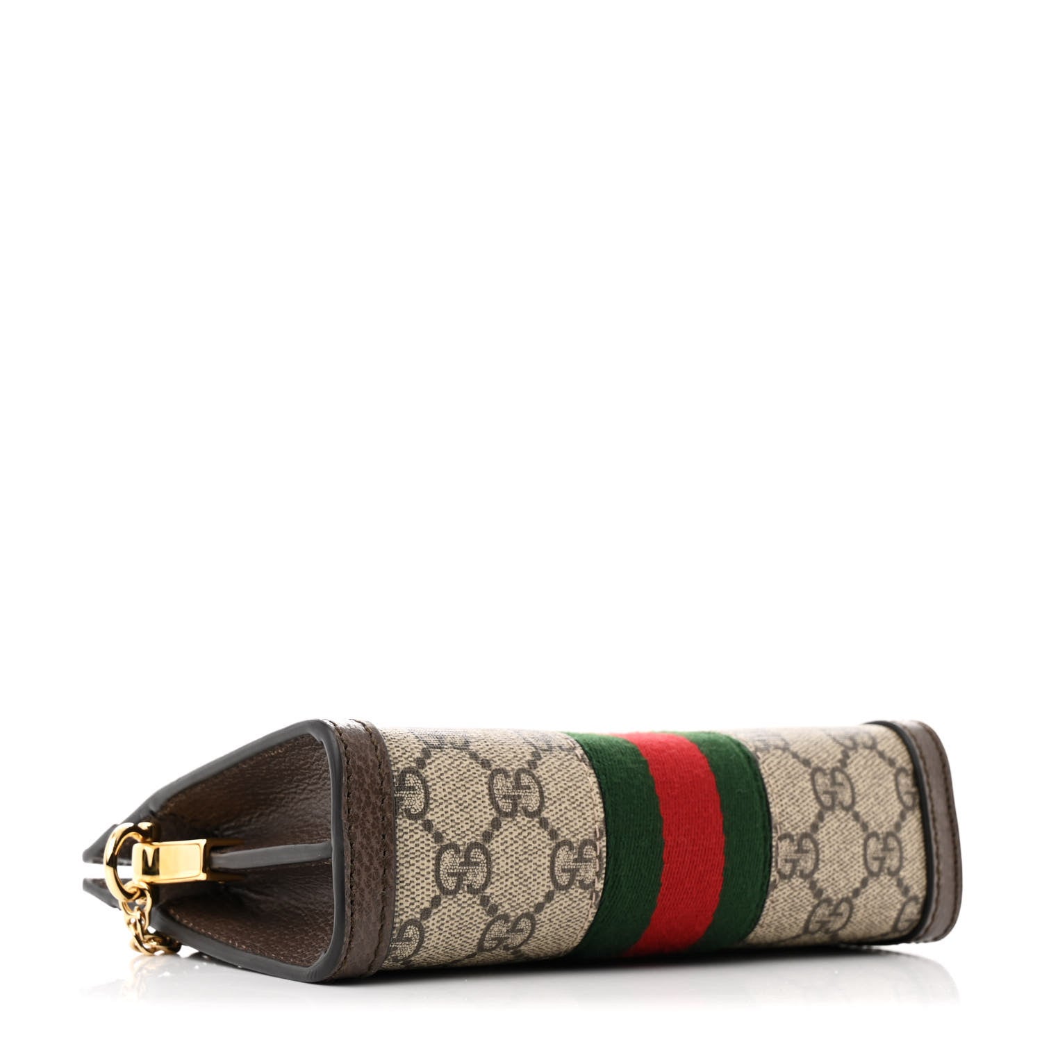 Gucci GG Supreme Monogram Textured Dollar Calfskin Web Mini Ophidia Chain Shoulder Bag Beige Ebony New Acero 4 of 10