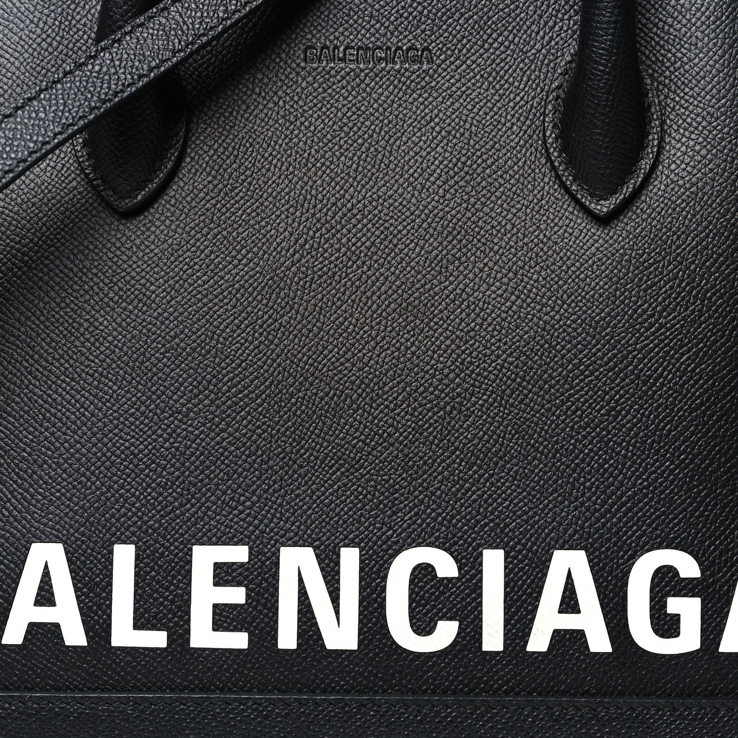 Balenciaga Signature Grained Calfskin Logo S Ville Top Handle Bag Black White 9 of 13
