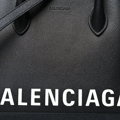 Balenciaga Signature Grained Calfskin Logo S Ville Top Handle Bag Black White 9 of 13