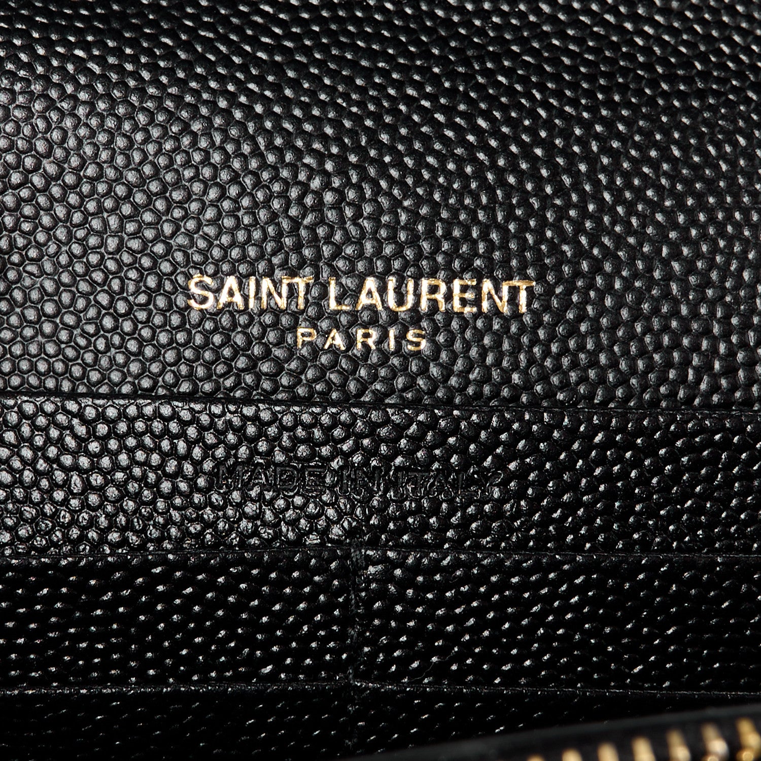 Saint Laurent Grain De Poudre Matelasse Chevron Monogram Chain Wallet Black 6 of 10