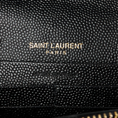 Saint Laurent Grain De Poudre Matelasse Chevron Monogram Chain Wallet Black 6 of 10