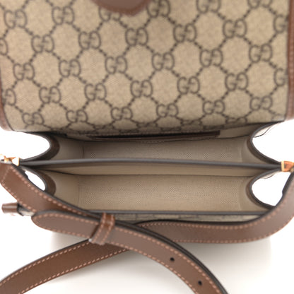 Gucci GG Supreme Monogram Azalea Calfskin Mini Retro Interlocking G Flap Shoulder Bag Beige Ebony Brown Sugar 5 of 9