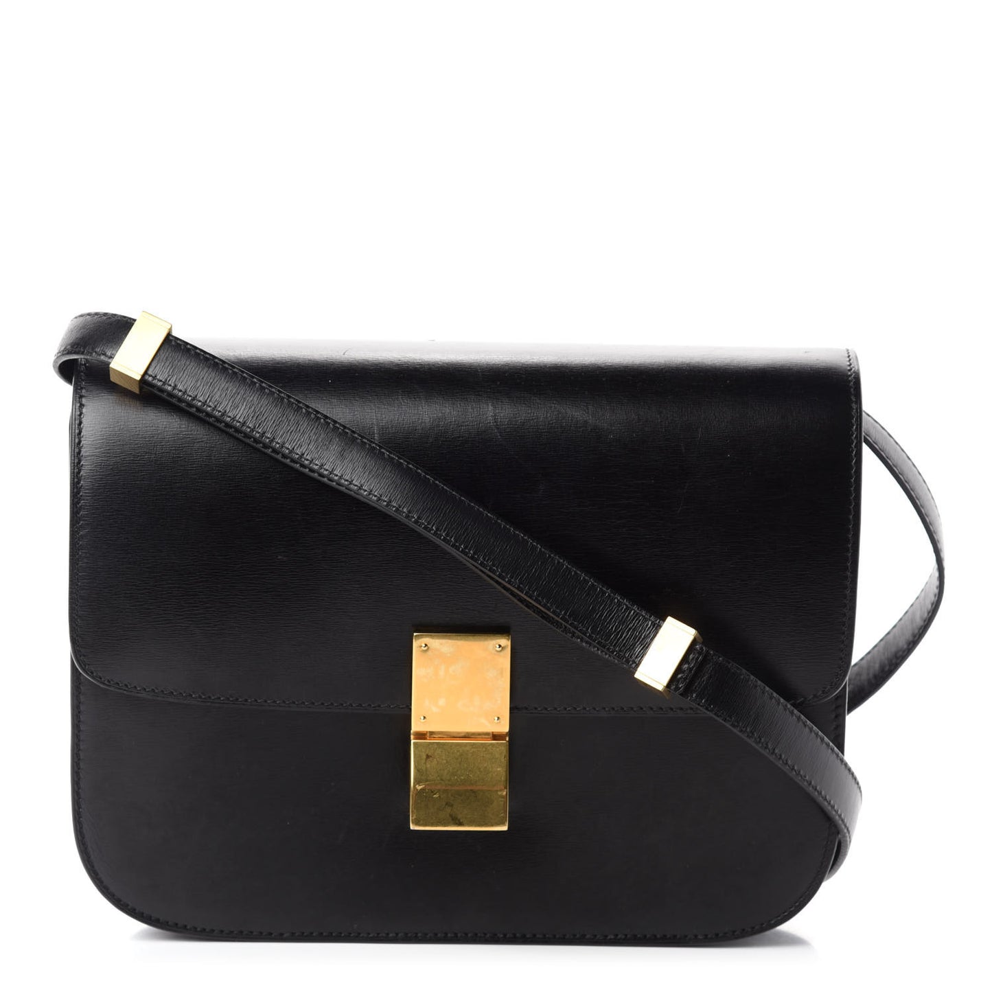 Box Calfskin Medium Classic Box Flap Bag Black