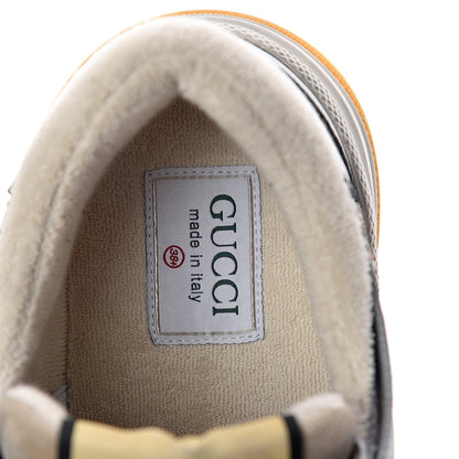 Gucci Metallic Calfskin Suede Womens Ultrapace Sneakers 38.5 Silver Oatmeal 5 of 7