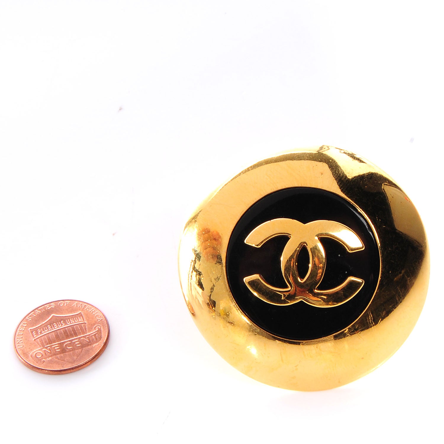 Chanel Metal CC Clip On Earrings Black and Gold 6 of 9