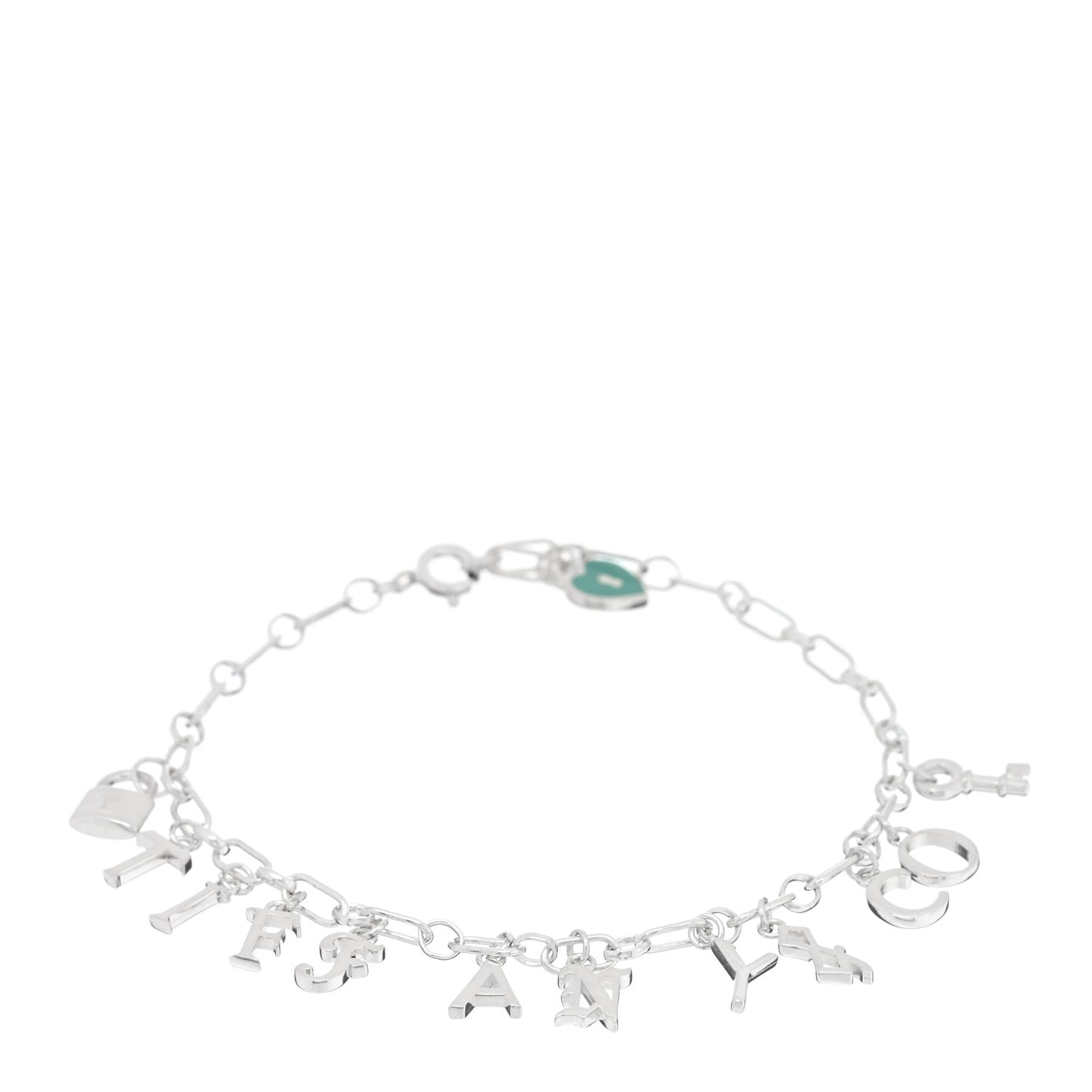 Sterling Silver Enamel Love Notes Logo Charm Bracelet Blue