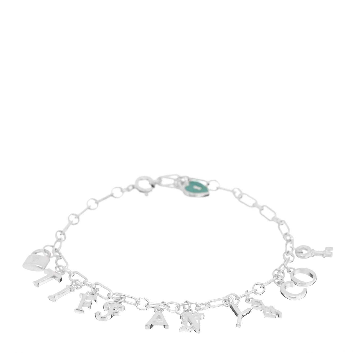 Tiffany Sterling Silver Enamel Love Notes Logo Charm Bracelet Blue 1 of 3