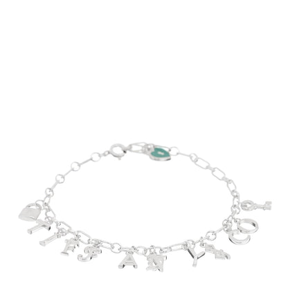 Tiffany Sterling Silver Enamel Love Notes Logo Charm Bracelet Blue 1 of 3
