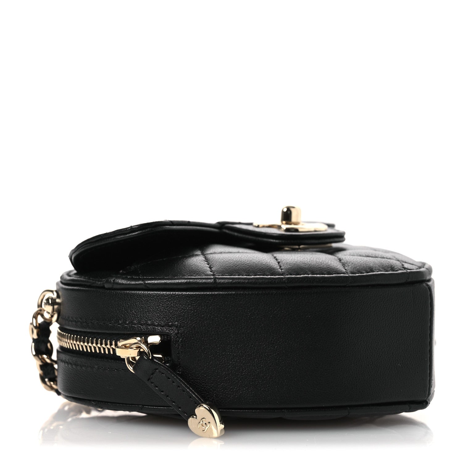 Chanel Lambskin Quilted CC In Love Heart Clutch With Chain Black 9 of 12