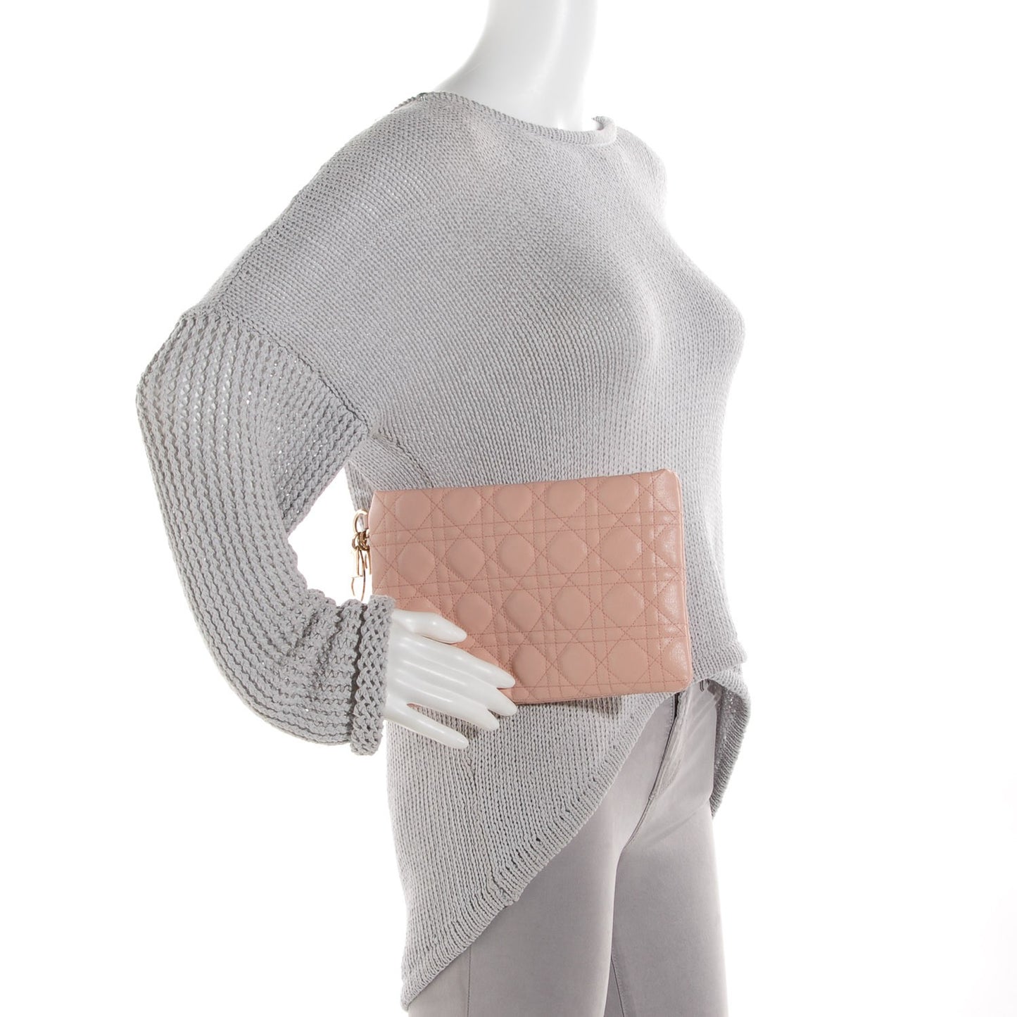 Coated Canvas Cannage Panarea Clutch Light Pink
