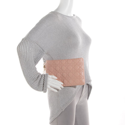 Christian Dior Coated Canvas Cannage Panarea Clutch Light Pink 2 of 9
