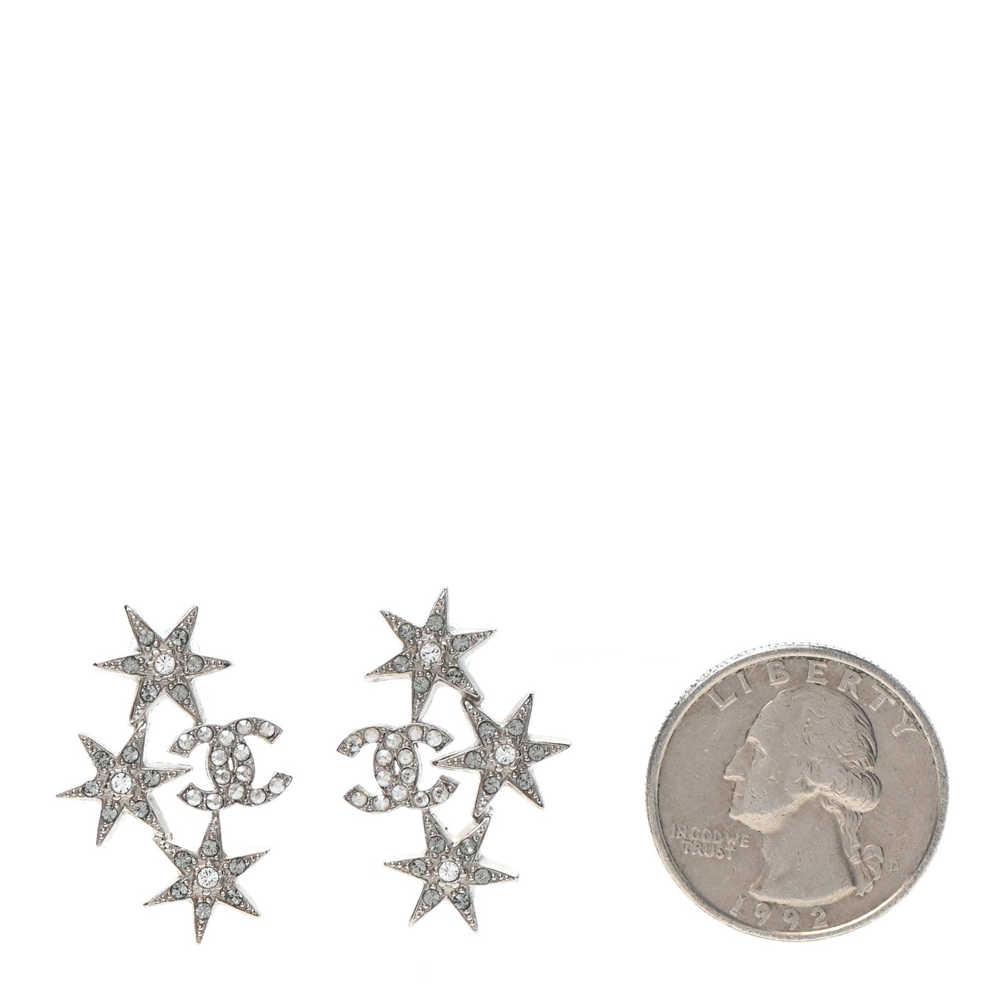 Crystal CC Star Earrings Silver