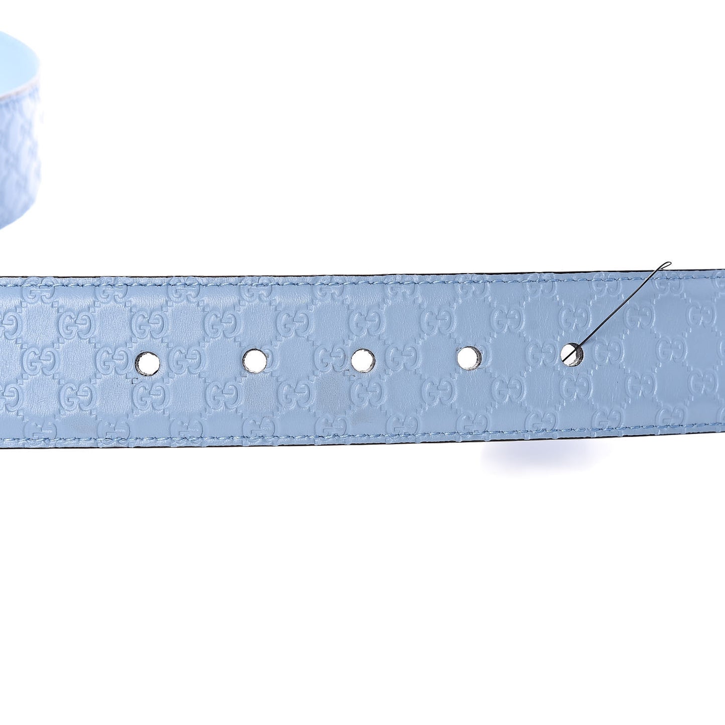 Soft Microguccissima Margaux Calfskin Belt 120 48 Mineral Blue