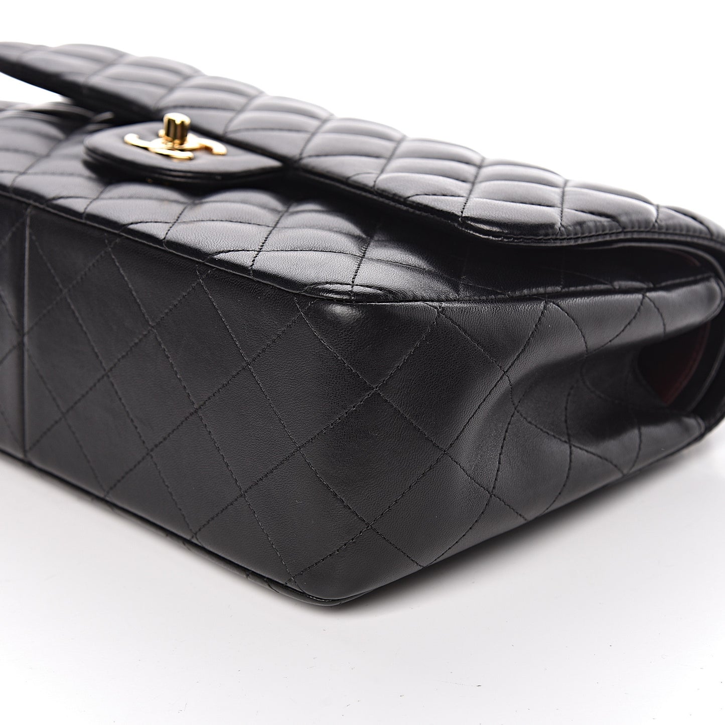 Lambskin Quilted Jumbo Double Flap Black