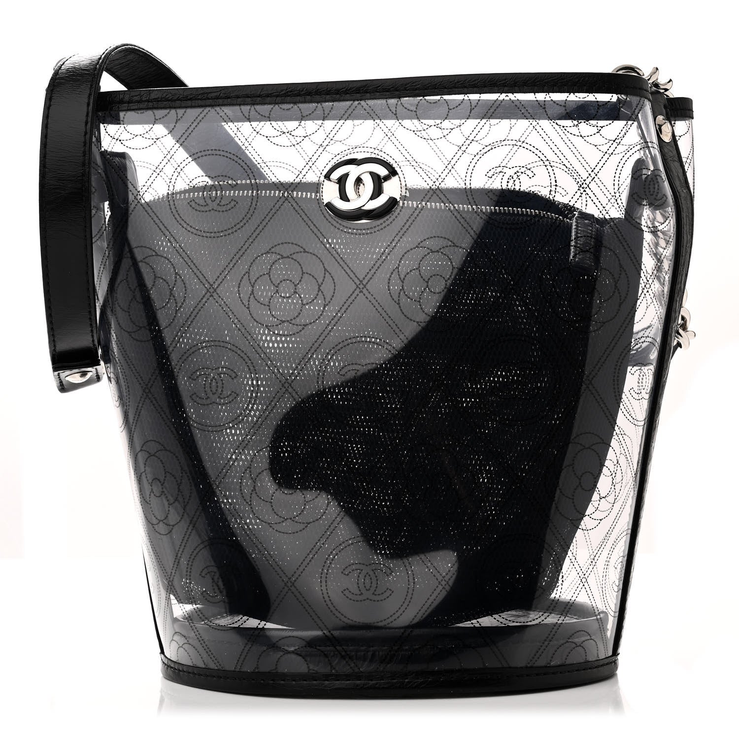 Chanel Crumpled Calfskin PVC Bucket Bag Black 1 of 11