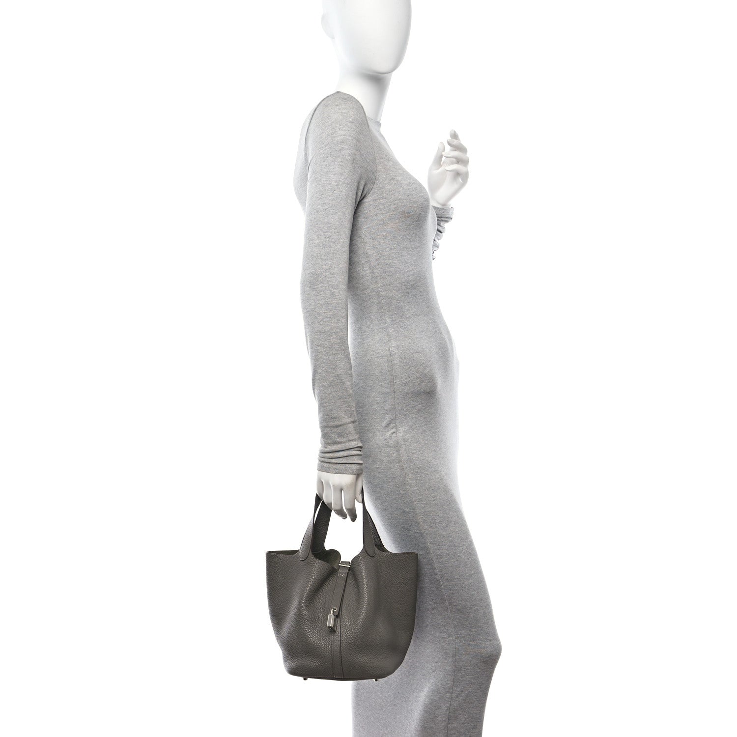 Hermes Taurillon Clemence Picotin Lock 22 MM Etain 2 of 12