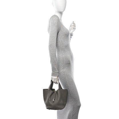 Hermes Taurillon Clemence Picotin Lock 22 MM Etain 2 of 12