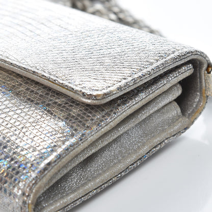 Chanel Iridescent Lizard Wallet With Removable Chain Silver 10 of 13