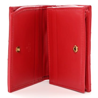 Gucci Calfskin Matelasse GG Marmont Card Case Wallet Hibiscus Red 5 of 11