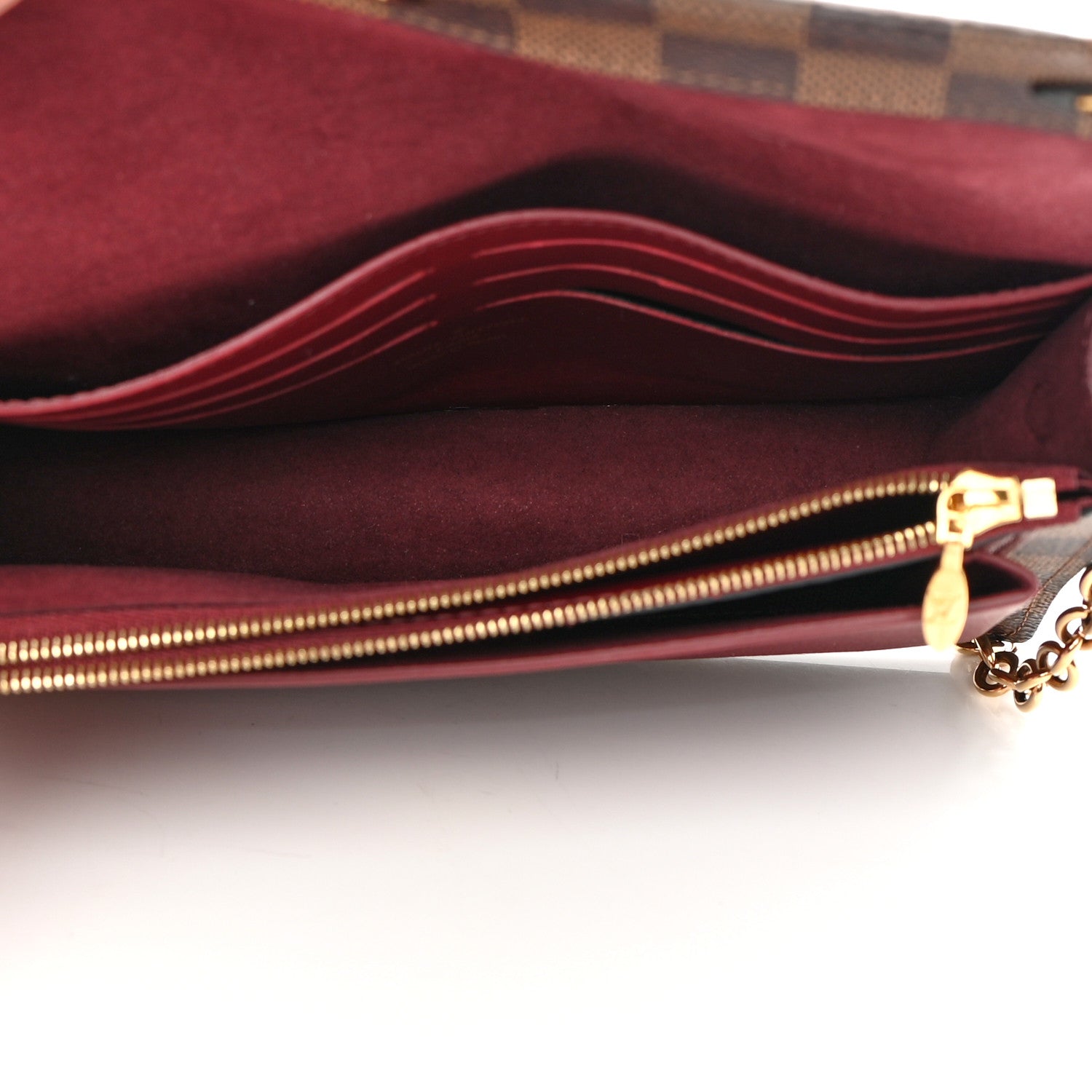 Louis Vuitton Damier Ebene Vavin Chain Wallet Red 5 of 14