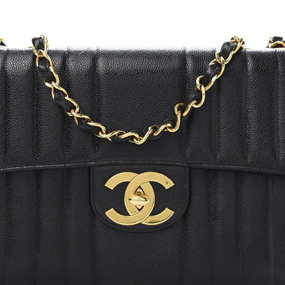Chanel Caviar Vertical Quilted Jumbo Single Flap Black 14 of 14