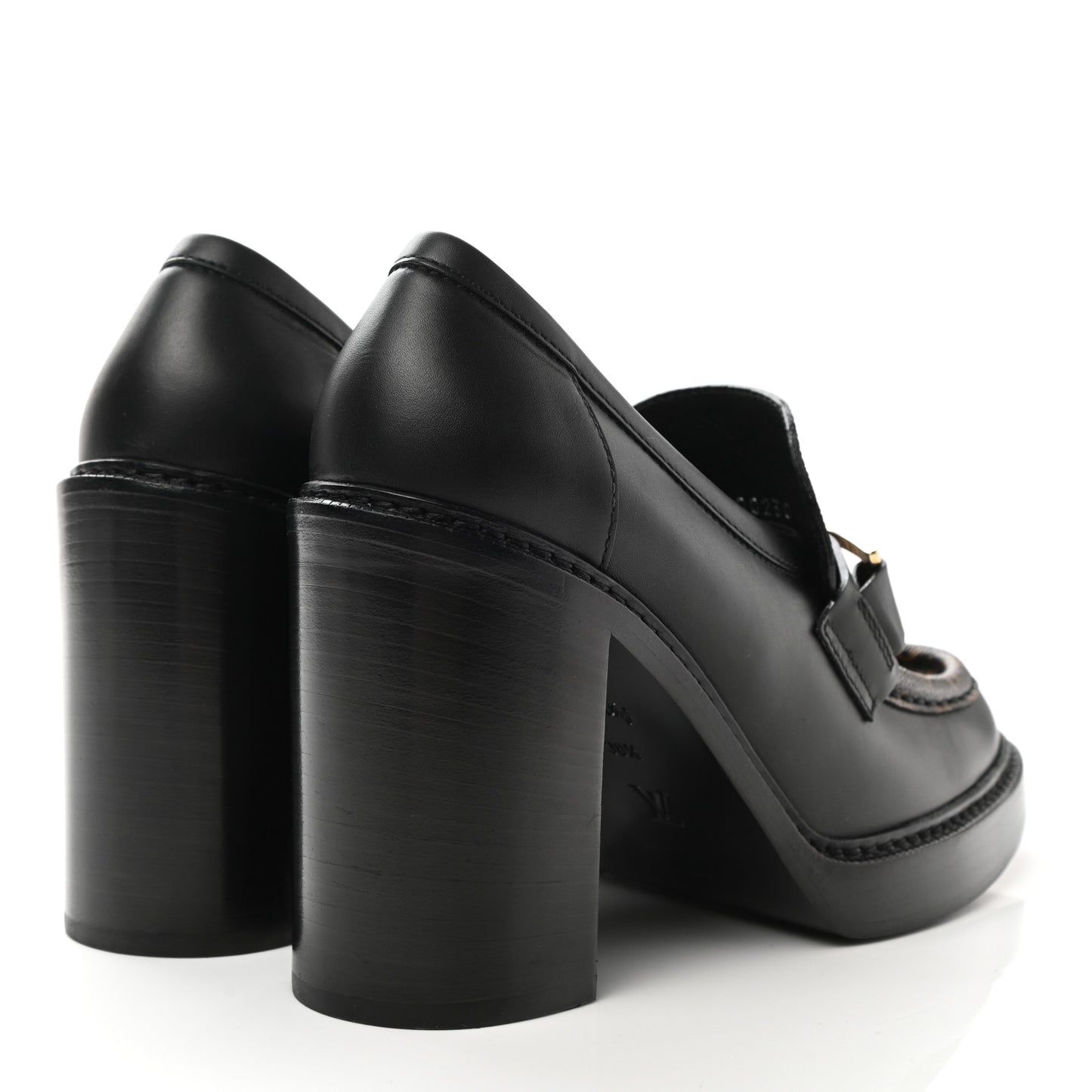 Monogram Calfskin Academy Loafers Pumps 38.5 Black