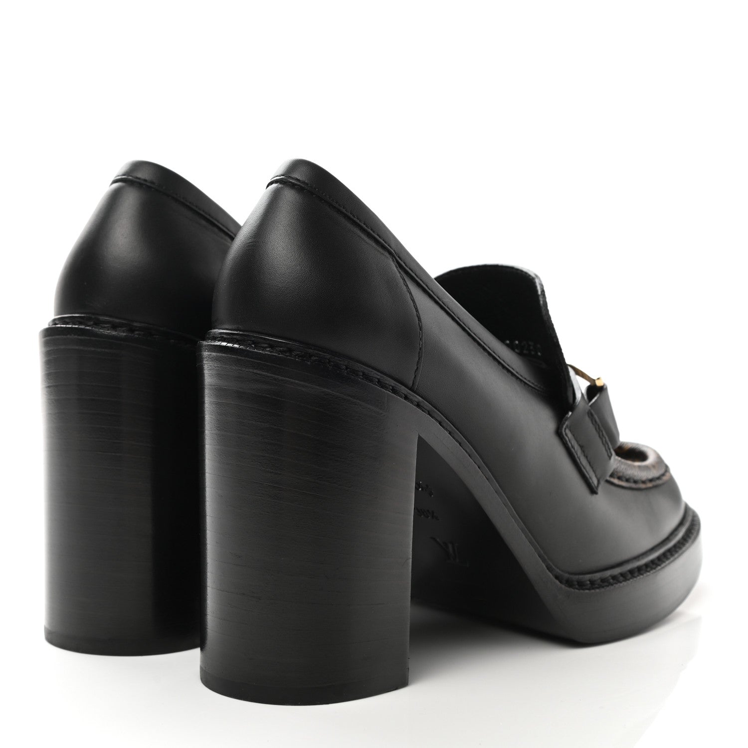 Louis Vuitton Monogram Calfskin Academy Loafers Pumps 38.5 Black 4 of 8