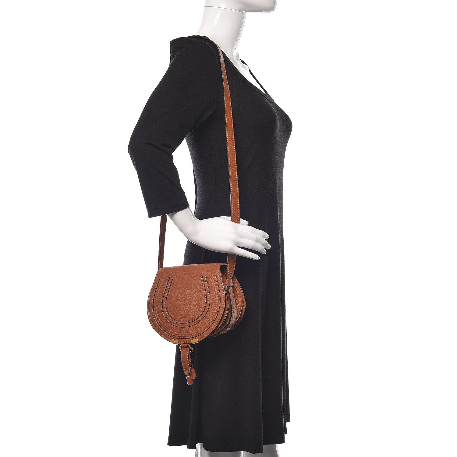 Chloe Calfskin Mini Marcie Round Crossbody Bag Tan 2 of 14