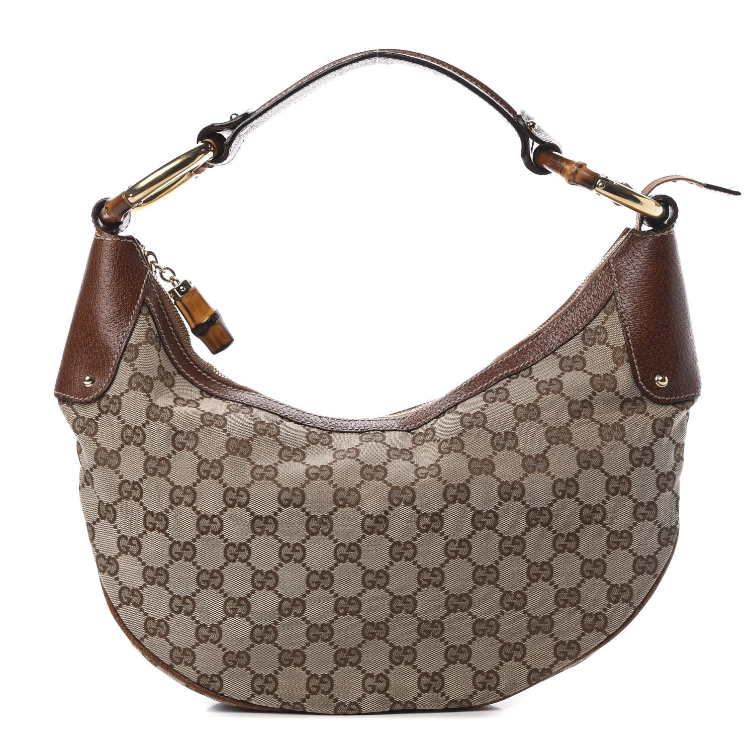 Gucci Monogram Bamboo Ring Hobo Brown 1 of 14