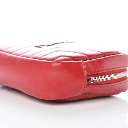 Saint Laurent Lambskin Y Quilted Monogram Loulou Cosmetic Case Rouge Orient 9 of 9