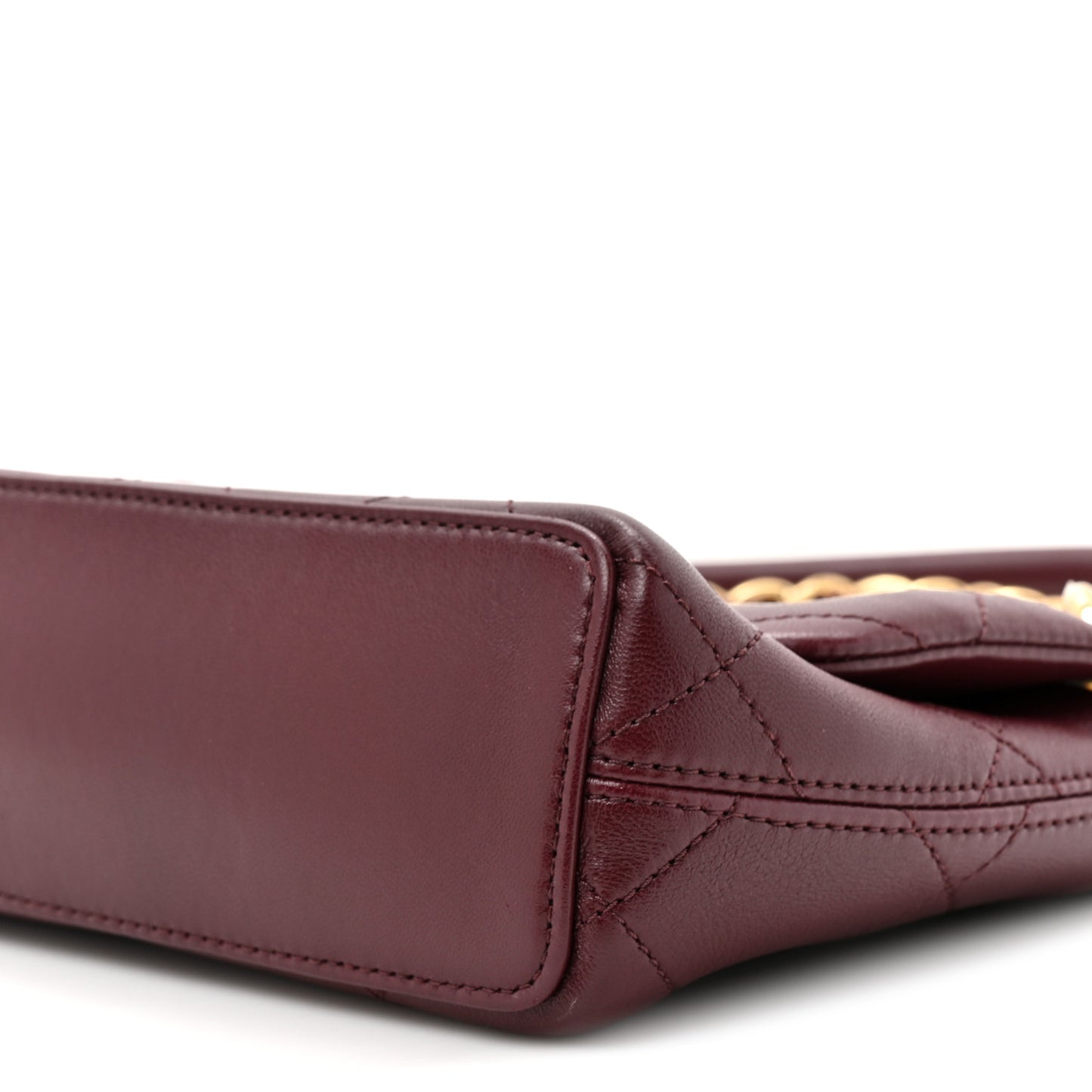 Lambskin Quilted Maxi Small Flap Burgundy