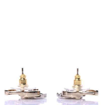 Chanel Crystal Double CC Earrings Gold Silver 3 of 4