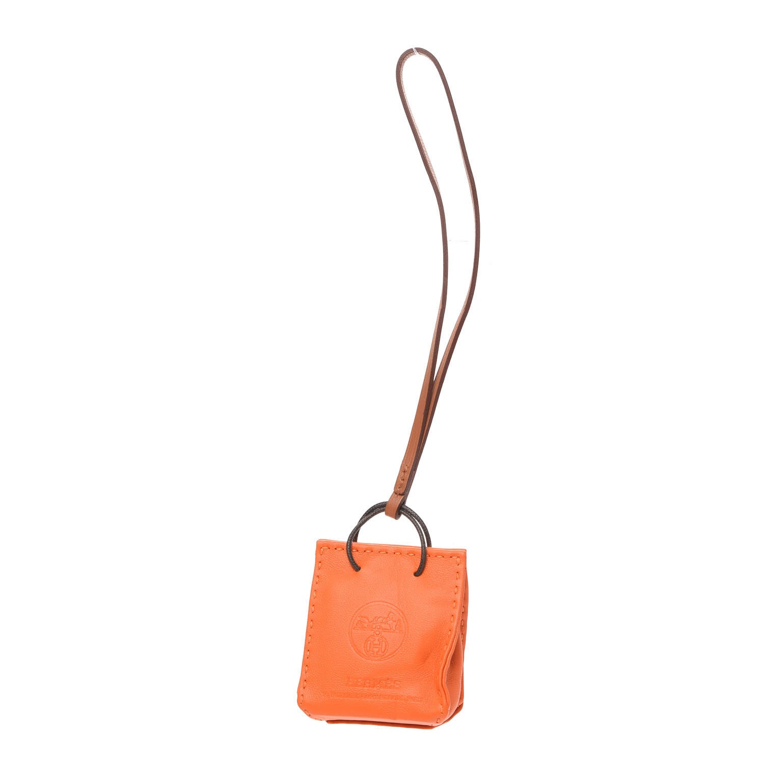 Hermes Milo Lambskin Swift Shopping Bag Charm Feu Gold 1 of 4