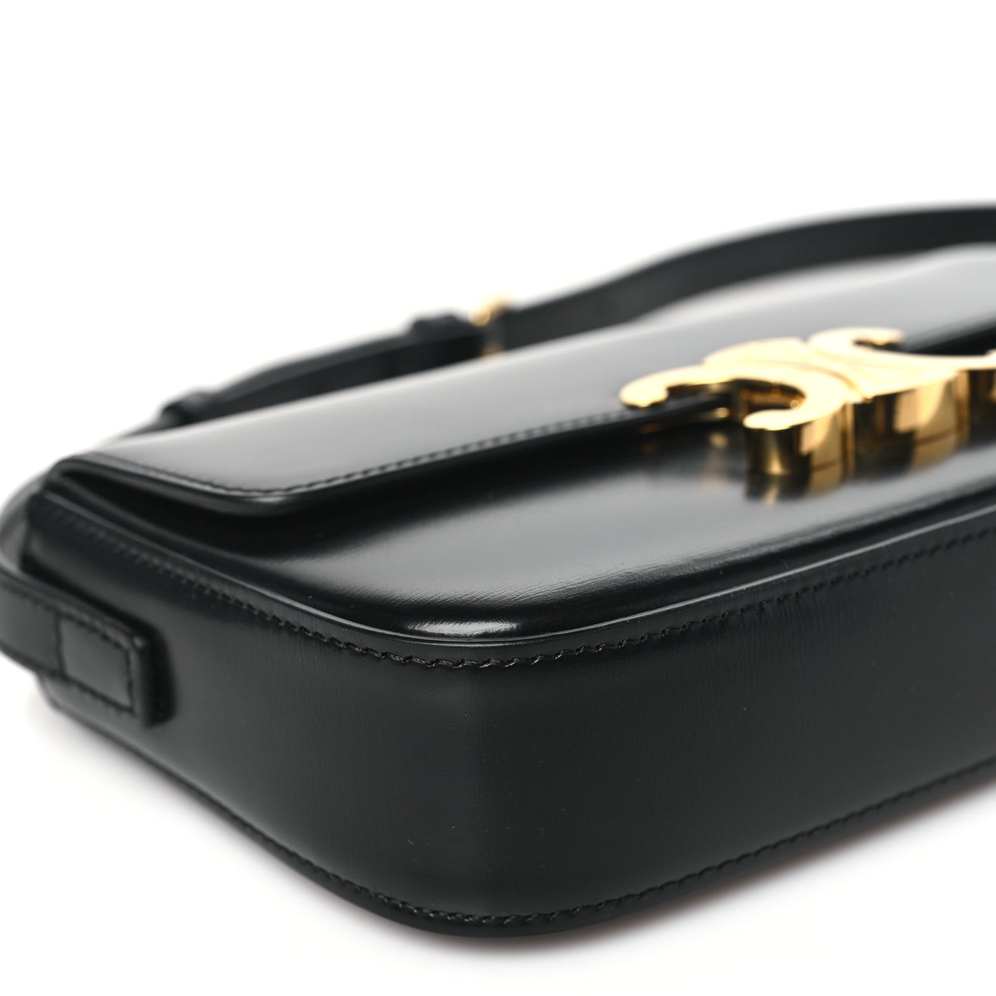 Shiny Calfskin Triomphe Shoulder Bag Black