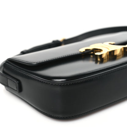 Celine Shiny Calfskin Triomphe Shoulder Bag Black 9 of 10