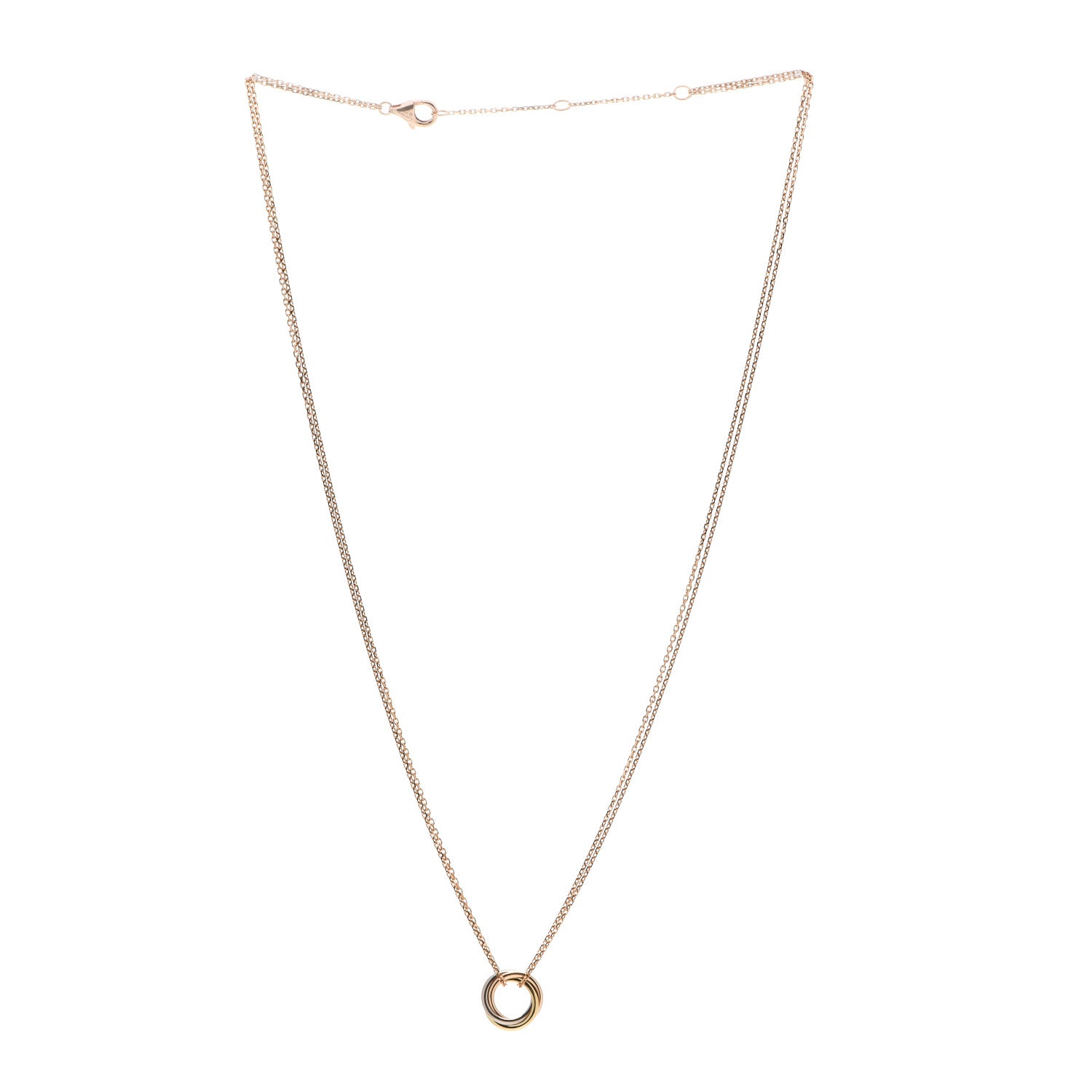 Cartier 18K Pink Yellow White Gold Trinity Double Chain Pendant Necklace 3 of 5