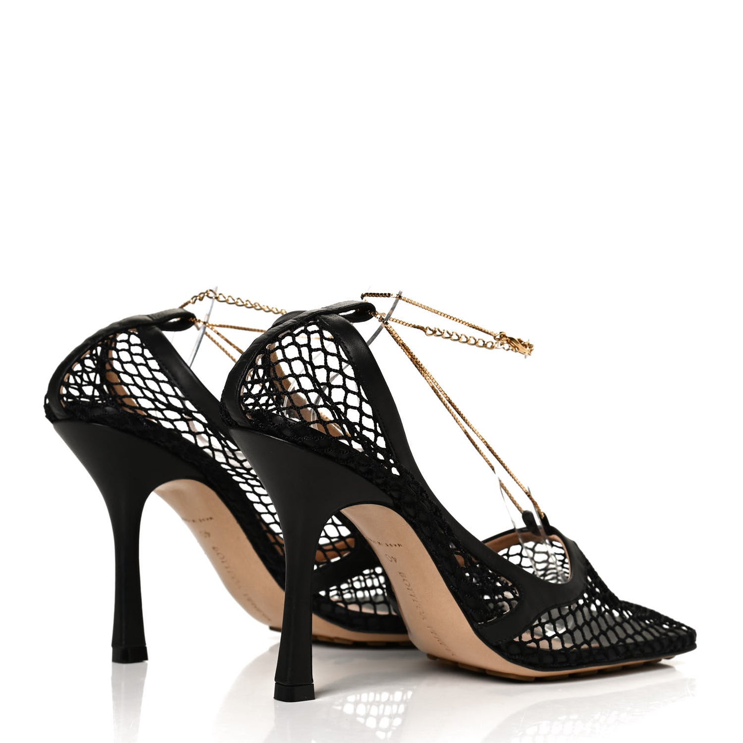 Mesh Nappa Chunky Chain Sandals 40 Black